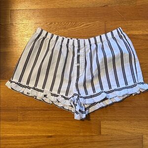 Striped Ruffle Hem Sleep Shorts